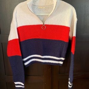 LA Hearts Quarter Zip Sweater